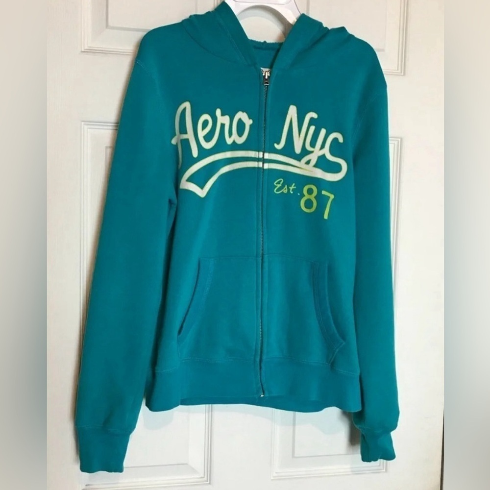 Aeropostale Teal Hoodie Women Size Medium EUC